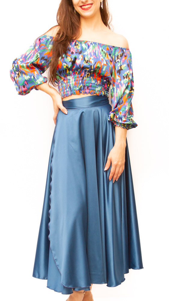 SKIRT - Flare Wrap Maxi (Satin)