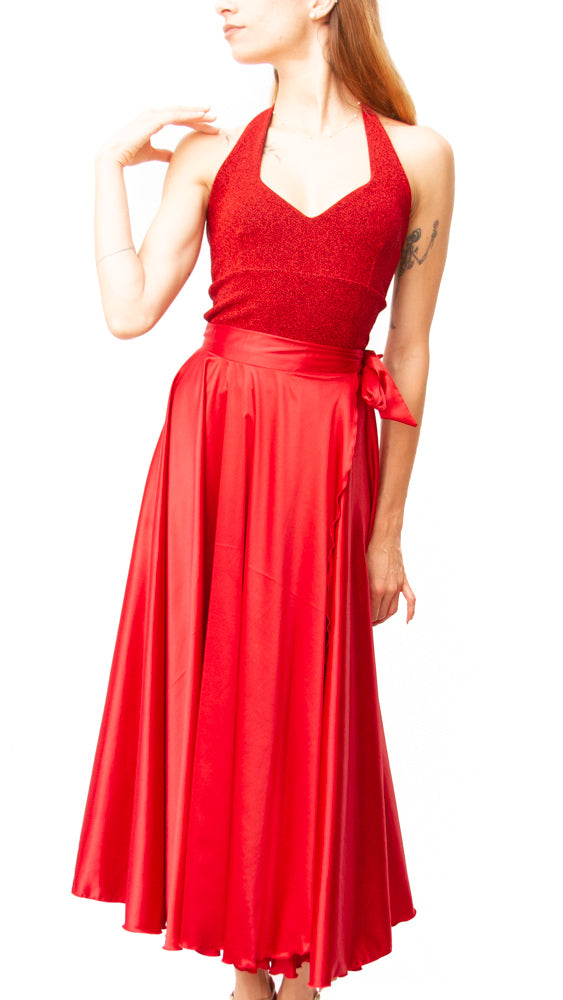 SKIRT - Flare Wrap Maxi (Satin)